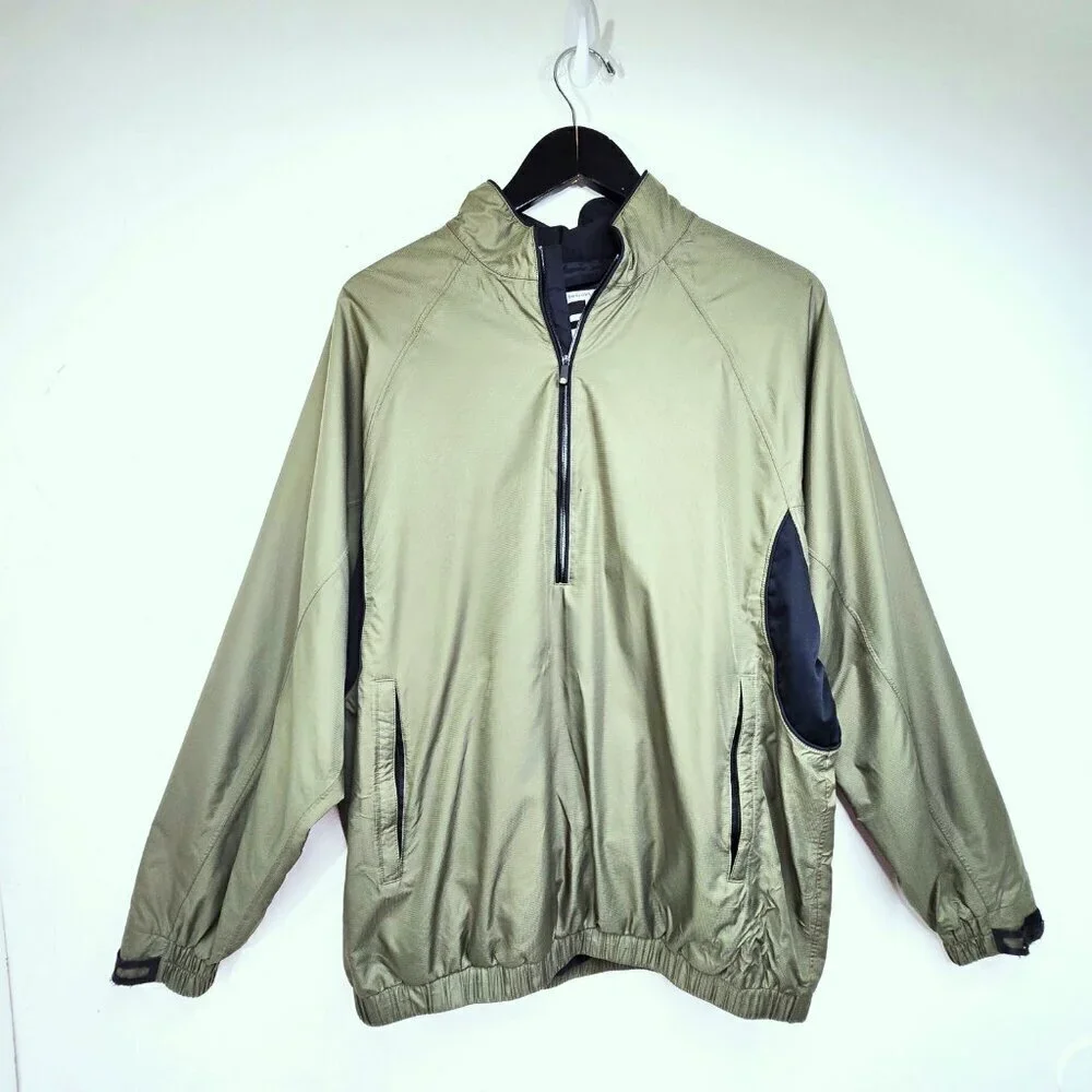 Footjoy Dryjoys Tour Collection Green Windbreaker 1/4 Zip Pullover Jacket Golf
